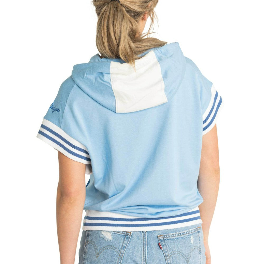 Los Angeles Dodgers Lusso Women's Mabel Tri-Blend Short Sleeve Pullover Hoodie Light Blue
