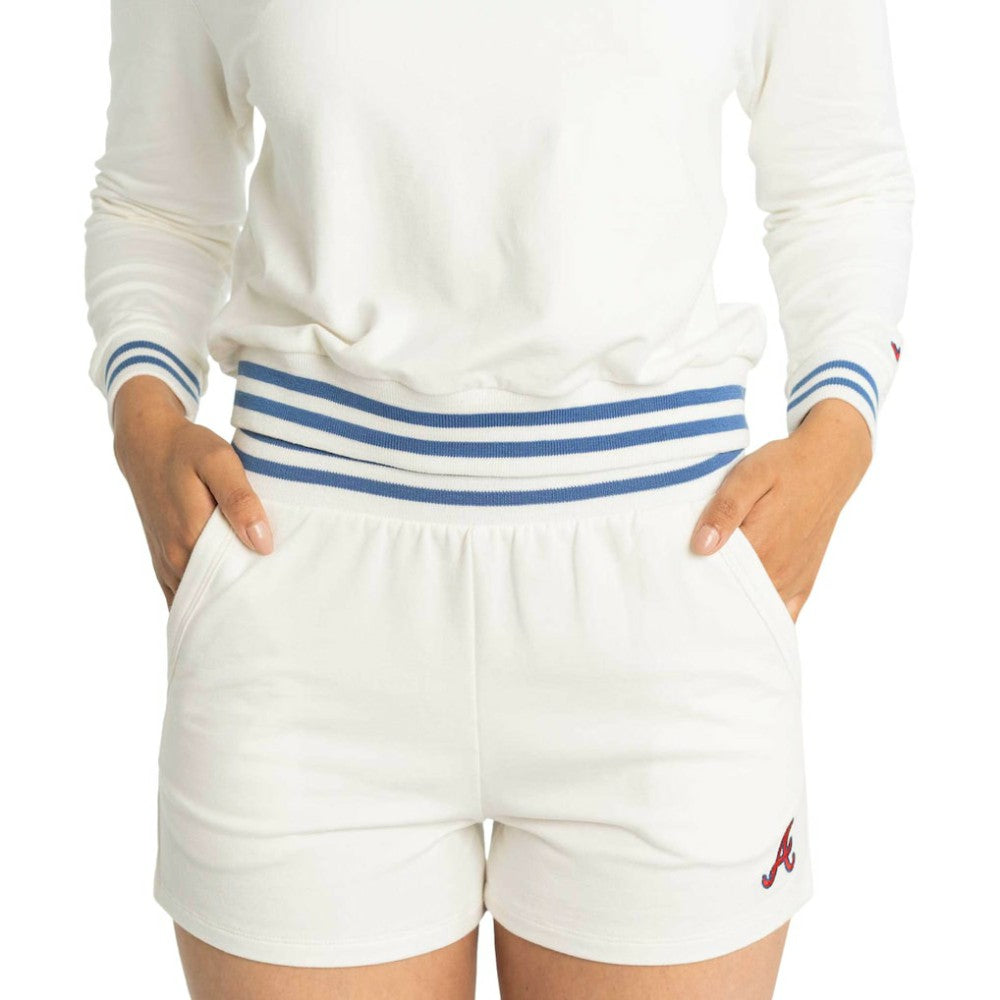 Atlanta Braves Lusso Women's Maeg Tri-Blend Pocket Shorts White