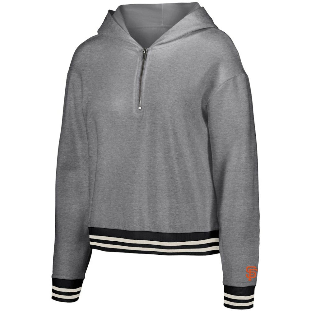 San Francisco Giants Lusso Women's Magnolia Tri-Blend Quarter-Zip Hoodie Gray