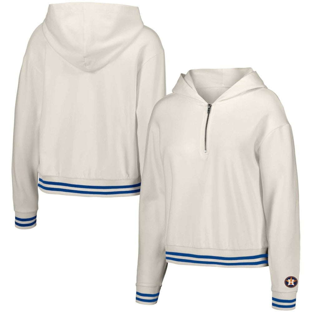 Houston Astros Lusso Women's Magnolia Tri-Blend Quarter-Zip Hoodie White