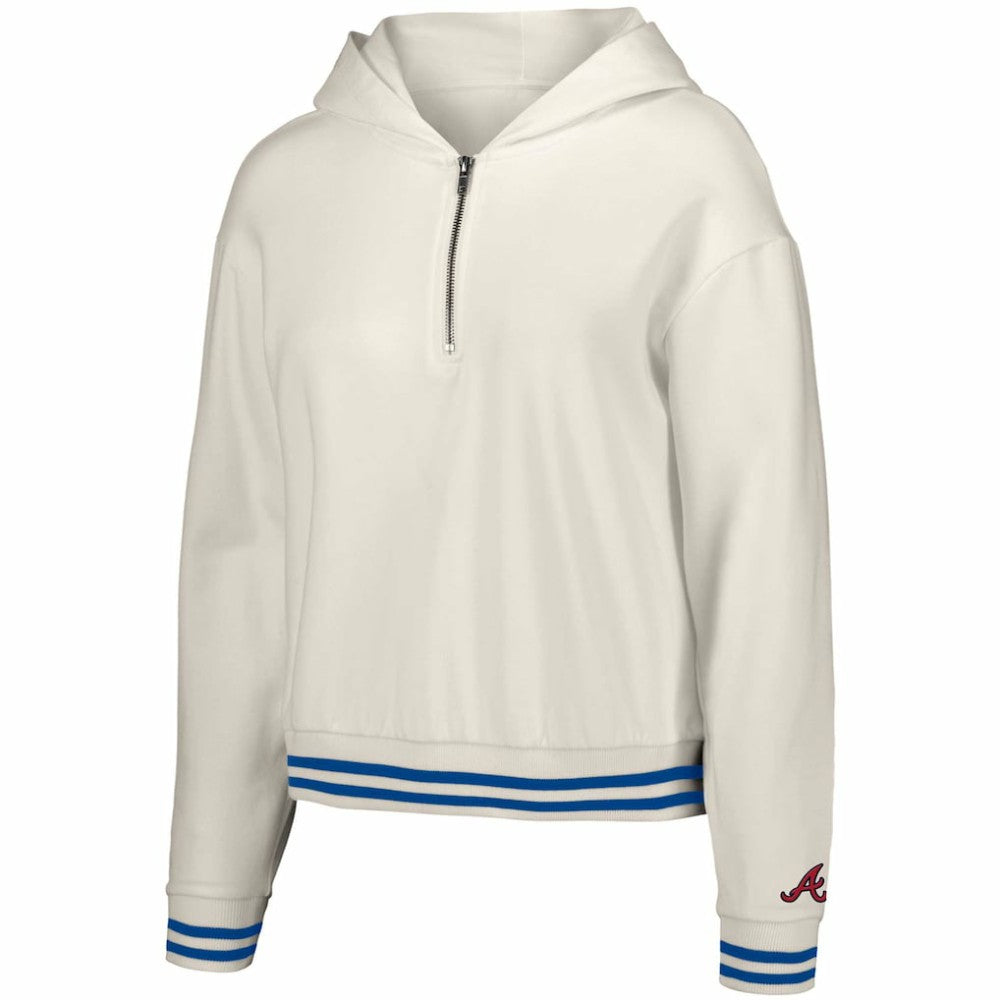 Atlanta Braves Lusso Women's Magnolia Tri-Blend Quarter-Zip Hoodie White