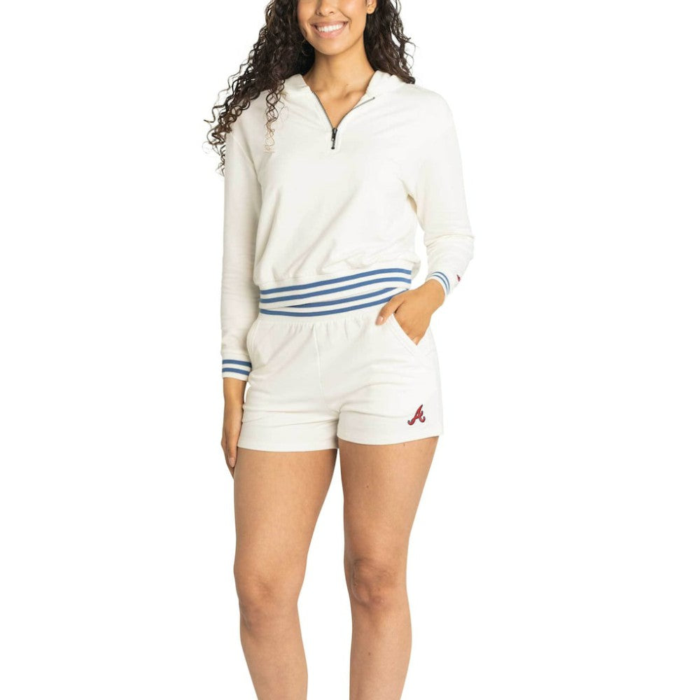 Atlanta Braves Lusso Women's Magnolia Tri-Blend Quarter-Zip Hoodie White