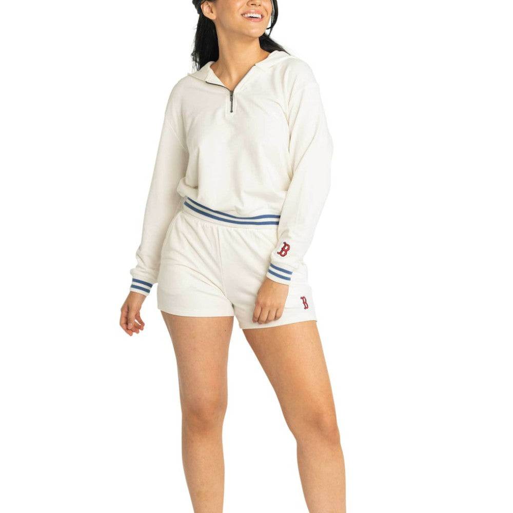 Boston Red Sox Lusso Women's Magnolia Tri-Blend Quarter-Zip Hoodie White