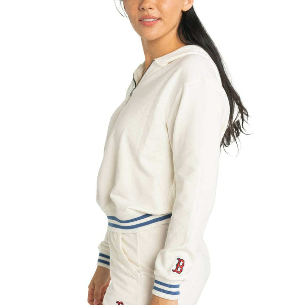 Boston Red Sox Lusso Women's Magnolia Tri-Blend Quarter-Zip Hoodie White