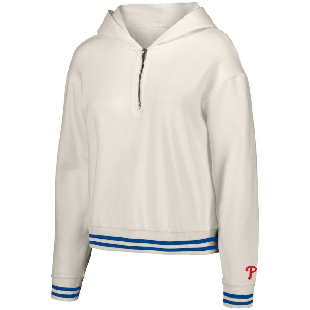 Philadelphia Phillies Lusso Women's Magnolia Tri-Blend Quarter-Zip Hoodie White