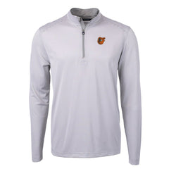 Baltimore Orioles Cutter & Buck Virtue Eco Pique Micro Stripe Recycled Quarter-Zip Pullover Top Gray/White