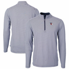 Cleveland Guardians Cutter & Buck Virtue Eco Pique Micro Stripe Recycled Quarter-Zip Pullover Top Navy/White