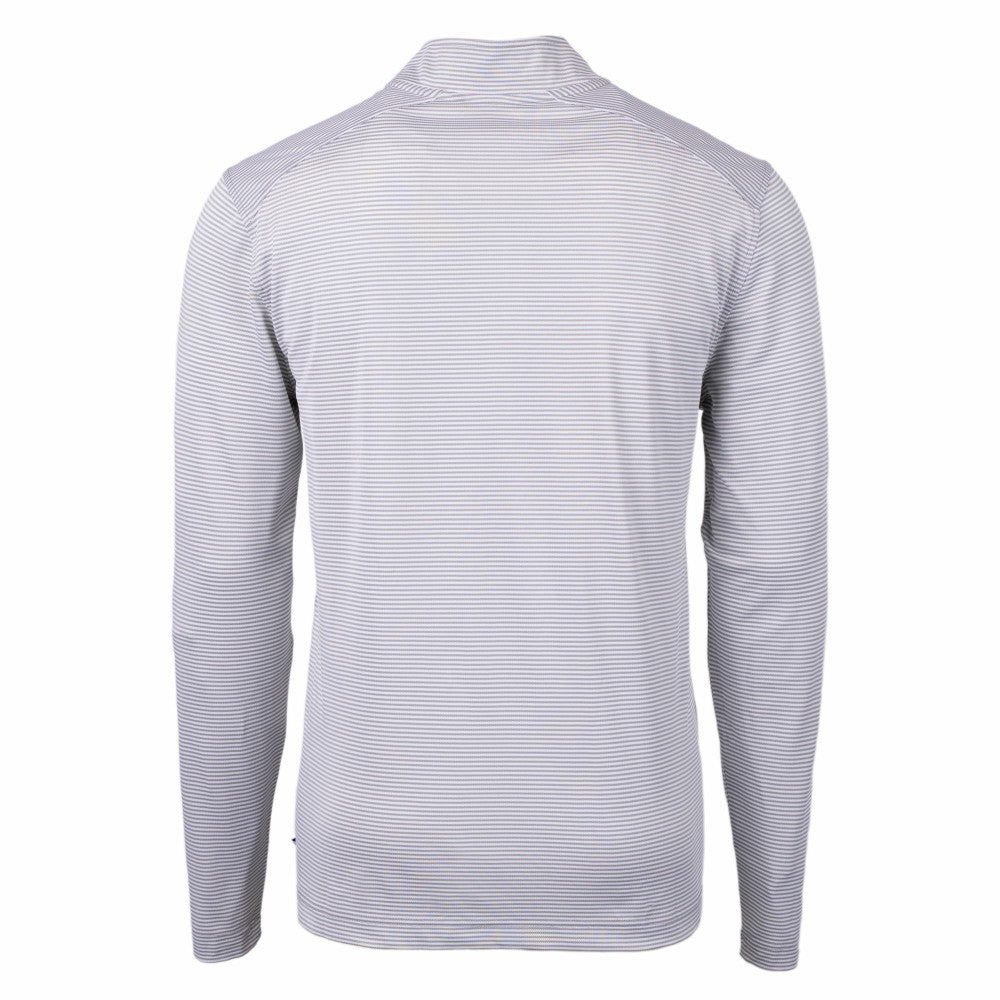 Cleveland Guardians Cutter & Buck Virtue Eco Pique Micro Stripe Recycled Quarter-Zip Pullover Top Gray/White