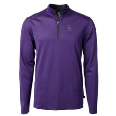 Colorado Rockies Cutter & Buck Virtue Eco Pique Micro Stripe Recycled Quarter-Zip Pullover Top Purple/Black