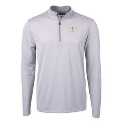 Houston Astros Cutter & Buck Virtue Eco Pique Micro Stripe Recycled Quarter-Zip Pullover Top Gray/White