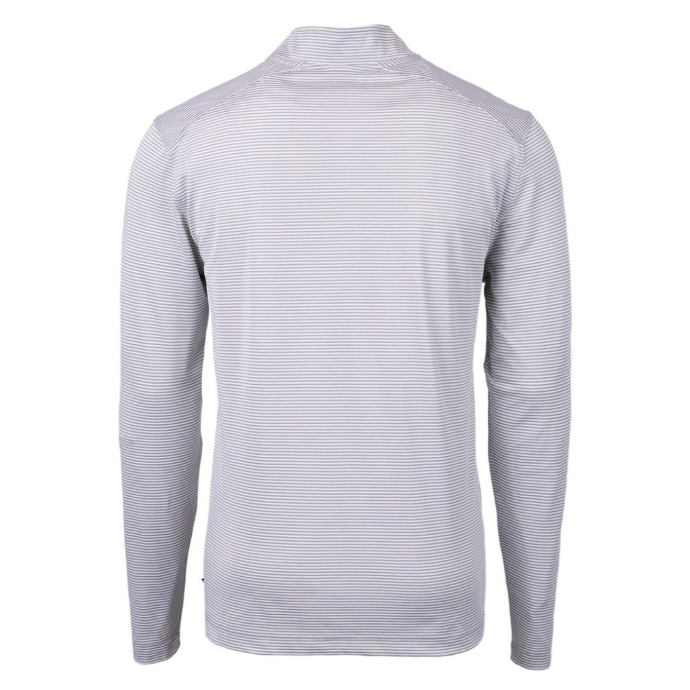 Los Angeles Angels Cutter & Buck Virtue Eco Pique Micro Stripe Recycled Quarter-Zip Pullover Top Gray/White