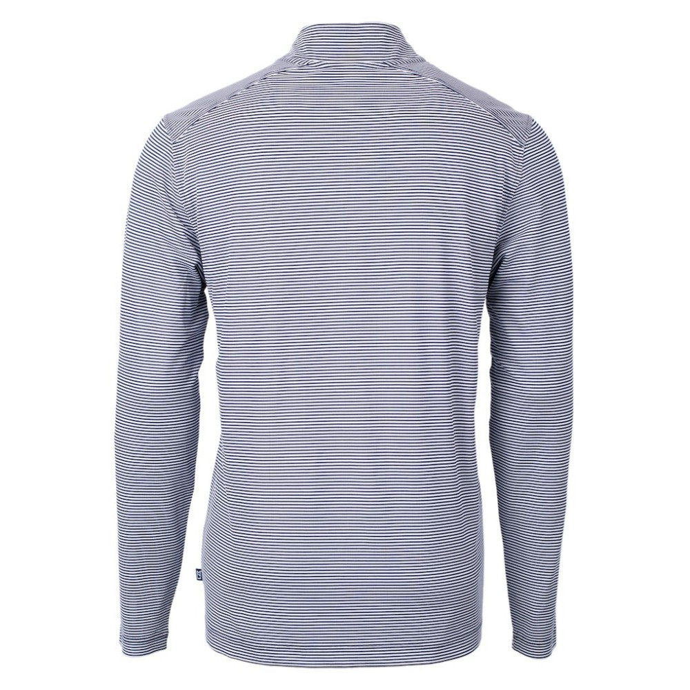 Washington Nationals Cutter & Buck Virtue Eco Pique Micro Stripe Recycled Quarter-Zip Pullover Top Navy/White