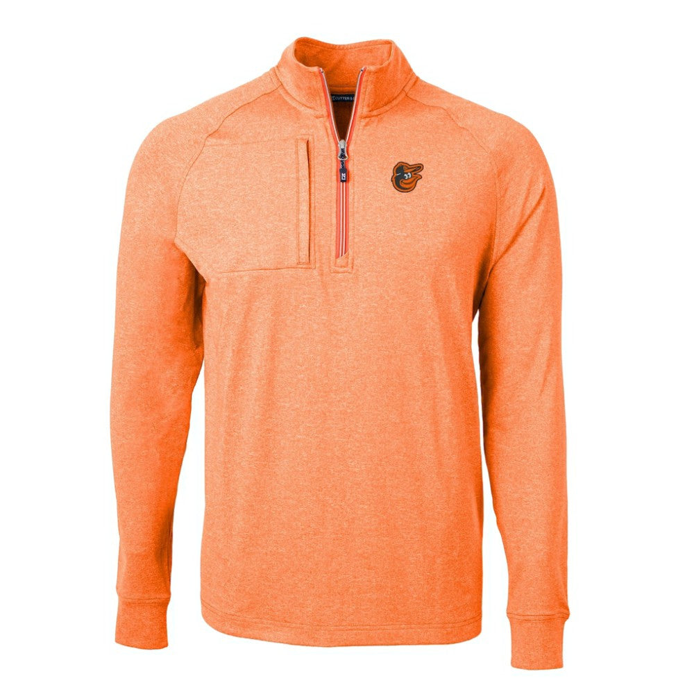 Baltimore Orioles Cutter & Buck Adapt Eco Knit Stretch Recycled Quarter-Zip Pullover Top Heather Orange