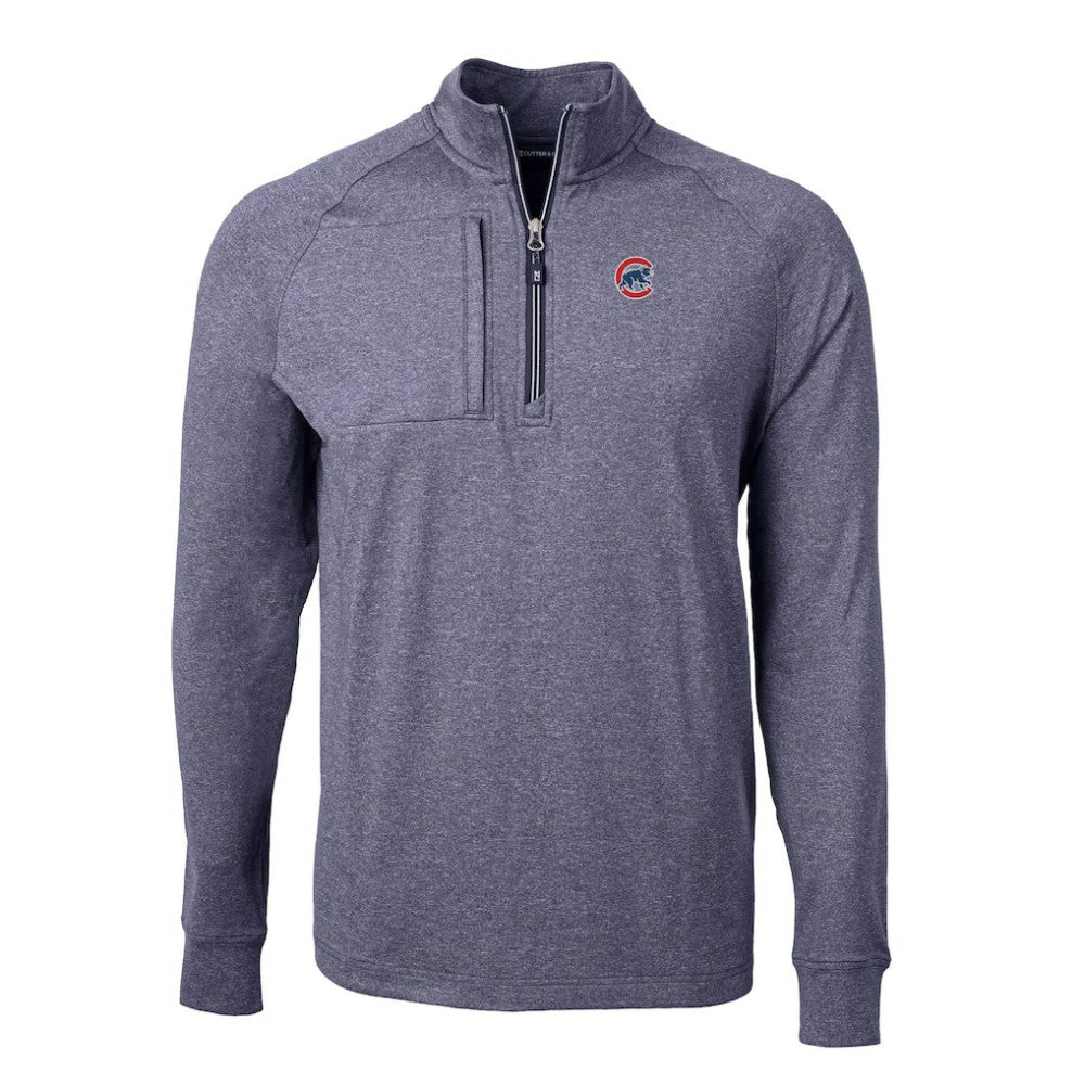 Chicago Cubs Cutter & Buck Adapt Eco Knit Stretch Recycled Quarter-Zip Pullover Top Heather Navy