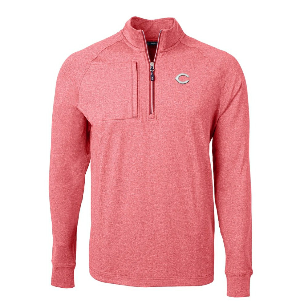 Cincinnati Reds Cutter & Buck Adapt Eco Knit Stretch Recycled Quarter-Zip Pullover Top Heather Red
