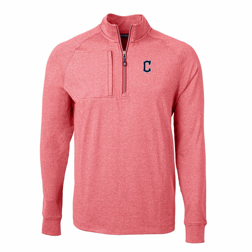 Cleveland Guardians Cutter & Buck Adapt Eco Knit Stretch Recycled Quarter-Zip Pullover Top Heather Red