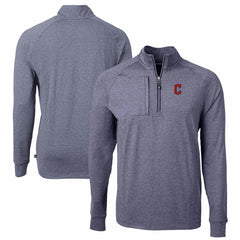 Cleveland Guardians Cutter & Buck Adapt Eco Knit Stretch Recycled Quarter-Zip Pullover Top Heather Navy