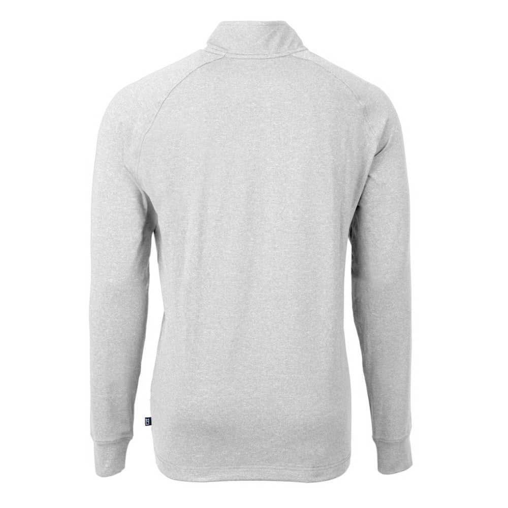 Los Angeles Dodgers Cutter & Buck Adapt Eco Knit Stretch Recycled Quarter-Zip Pullover Top Heather Gray