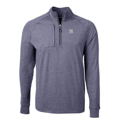 New York Yankees Cutter & Buck Adapt Eco Knit Stretch Recycled Quarter-Zip Pullover Top Heather Navy