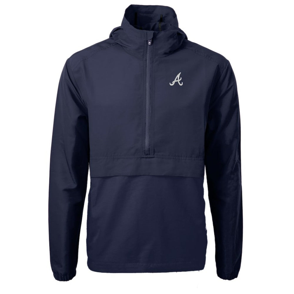 Atlanta Braves Cutter & Buck Charter Eco Recycled Half-Zip Anorak Jacket Navy