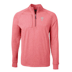 Philadelphia Phillies Cutter & Buck Adapt Eco Knit Stretch Recycled Quarter-Zip Pullover Top Heather Red