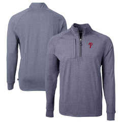 Philadelphia Phillies Cutter & Buck Adapt Eco Knit Stretch Recycled Quarter-Zip Pullover Top Heather Navy