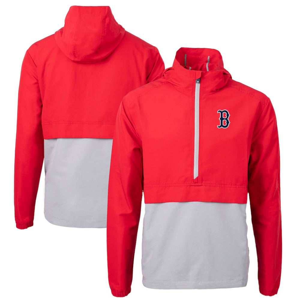 Boston Red Sox Cutter & Buck Charter Eco Recycled Half-Zip Anorak Jacket Red/Gray