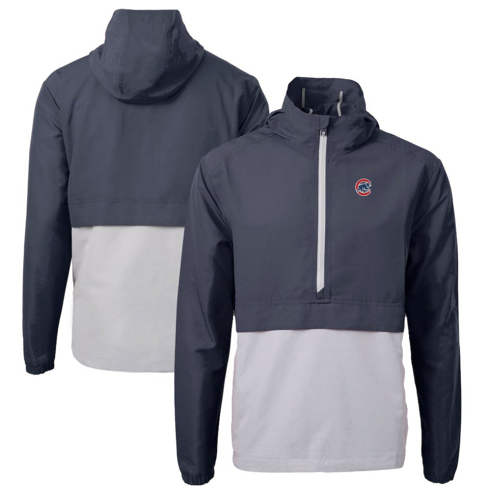 Chicago Cubs Cutter & Buck Charter Eco Recycled Half-Zip Anorak Jacket Navy/Gray
