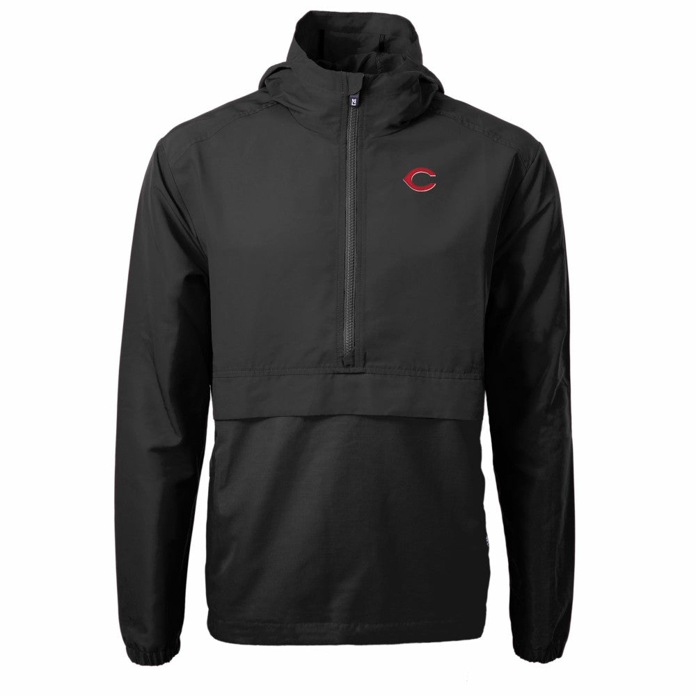 Cincinnati Reds Cutter & Buck Charter Eco Recycled Half-Zip Anorak Jacket Black