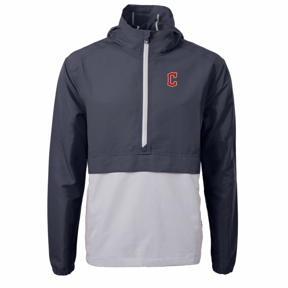 Cleveland Guardians Cutter & Buck Charter Eco Recycled Half-Zip Anorak Jacket Navy/Gray