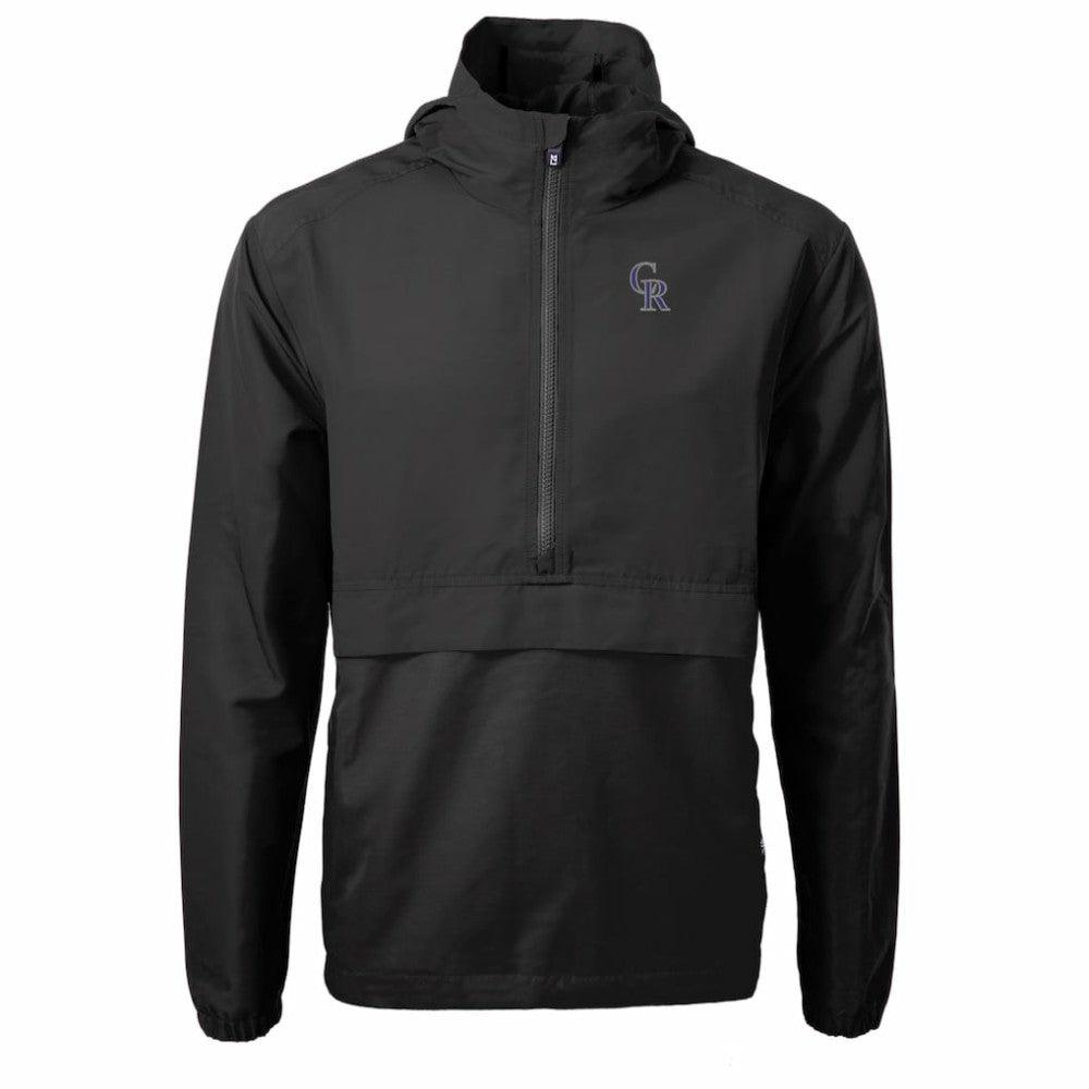 Colorado Rockies Cutter & Buck Charter Eco Recycled Half-Zip Anorak Jacket Black