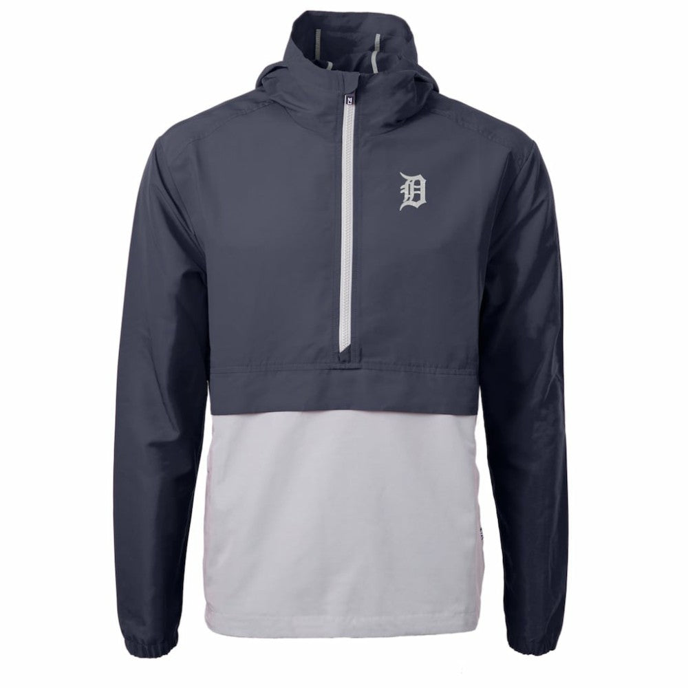 Detroit Tigers Cutter & Buck Charter Eco Recycled Half-Zip Anorak Jacket Navy/Gray