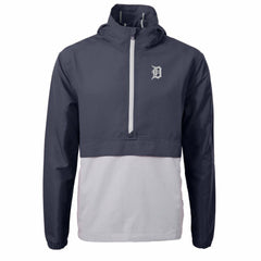 Detroit Tigers Cutter & Buck Charter Eco Recycled Half-Zip Anorak Jacket Navy/Gray