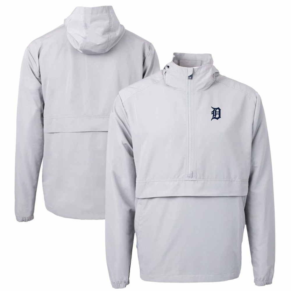 Detroit Tigers Cutter & Buck Charter Eco Recycled Half-Zip Anorak Jacket Gray