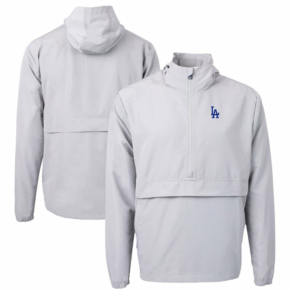 Los Angeles Dodgers Cutter & Buck Charter Eco Recycled Half-Zip Anorak Jacket Gray