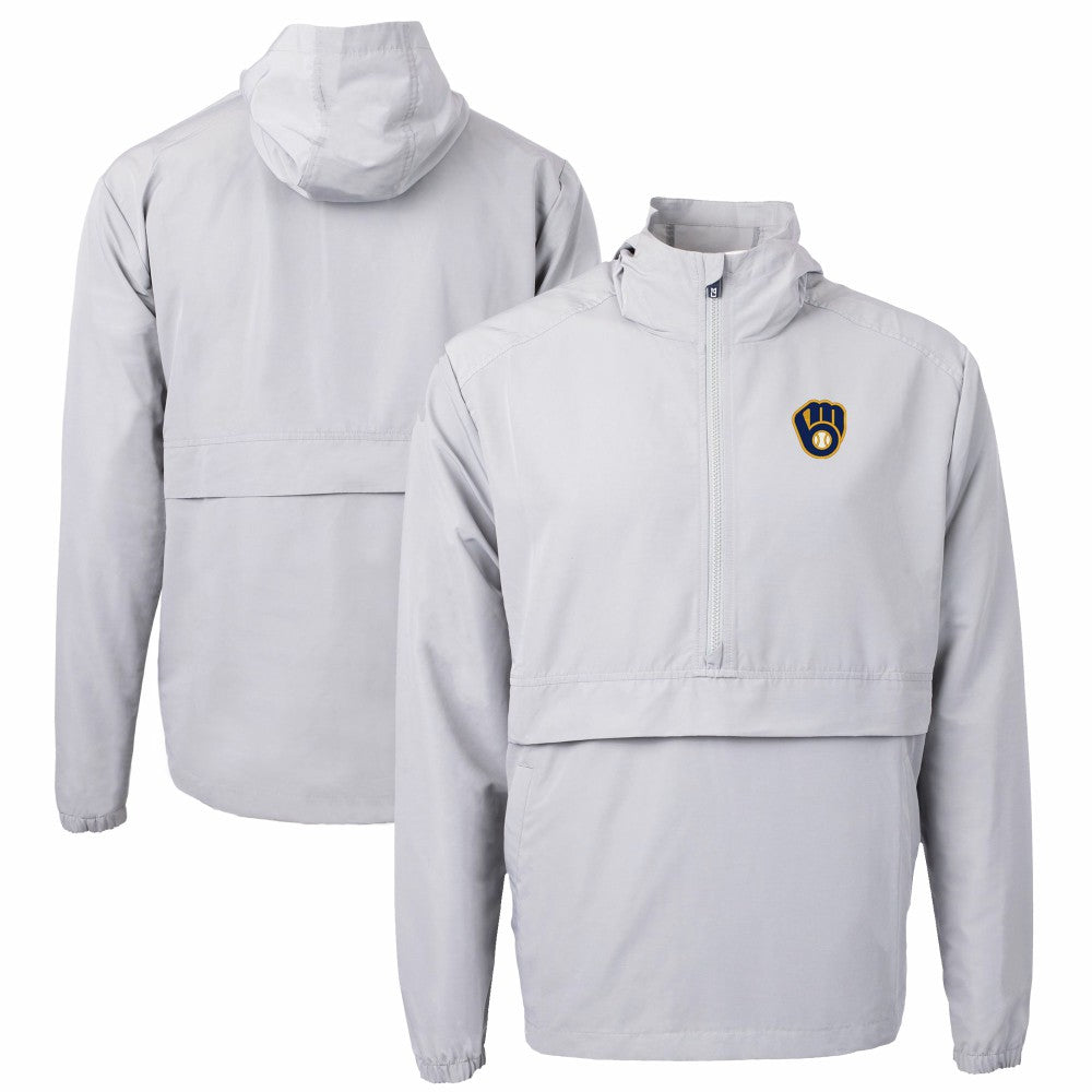 Milwaukee Brewers Cutter & Buck Charter Eco Recycled Half-Zip Anorak Jacket Gray