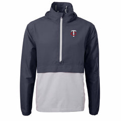 Minnesota Twins Cutter & Buck Charter Eco Recycled Half-Zip Anorak Jacket Navy/Gray