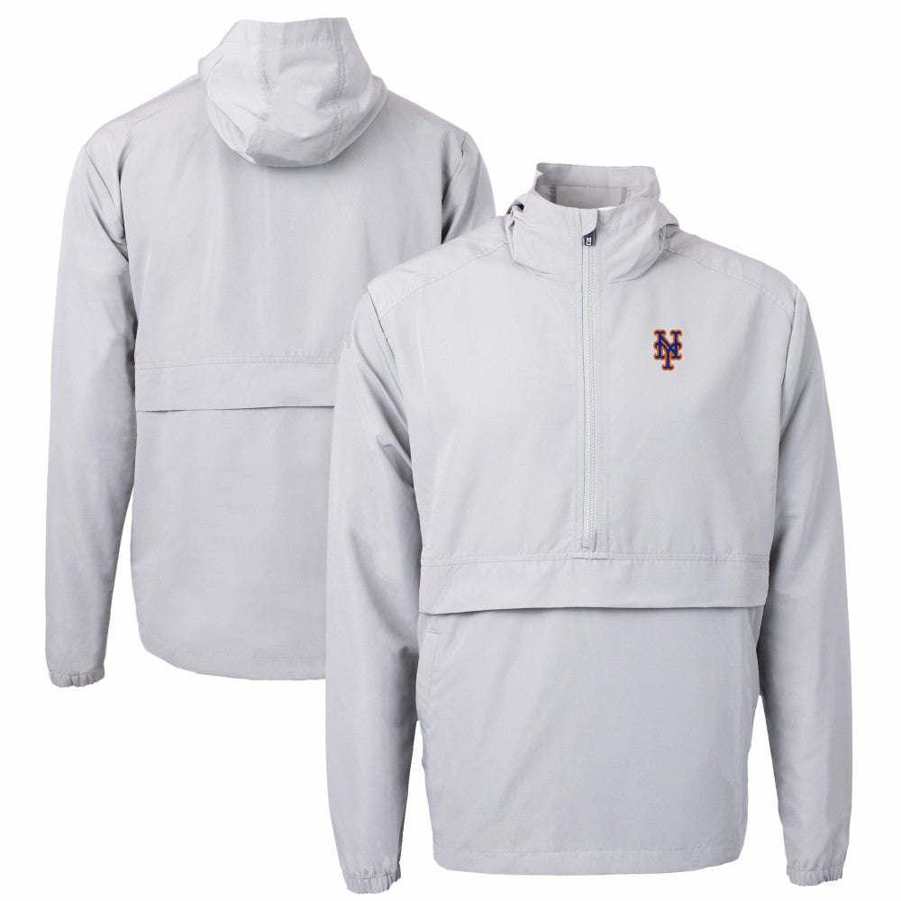 New York Mets Cutter & Buck Charter Eco Recycled Half-Zip Anorak Jacket Gray
