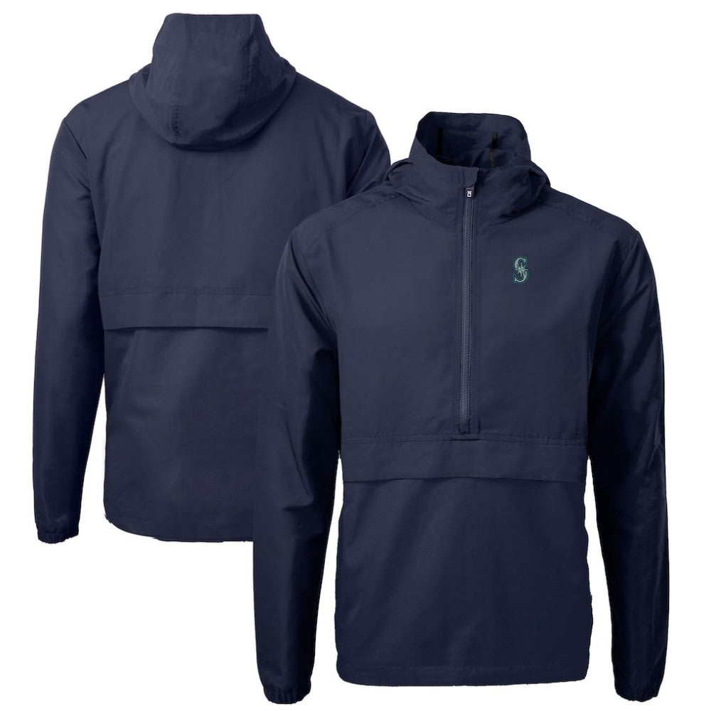 Seattle Mariners Cutter & Buck Charter Eco Recycled Half-Zip Anorak Jacket Navy