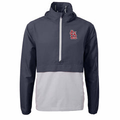 St. Louis Cardinals Cutter & Buck Charter Eco Recycled Half-Zip Anorak Jacket Navy/Gray