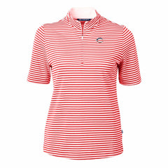 Cincinnati Reds Cutter & Buck Women's Virtue Eco Pique Stripe Recycled Quarter-Zip Pullover Top Red