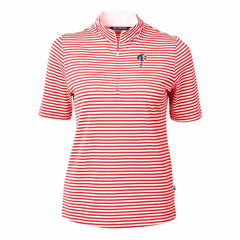 Philadelphia Phillies Cutter & Buck Women's Virtue Eco Pique Stripe Recycled Quarter-Zip Pullover Top Red