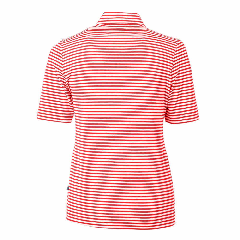 Cincinnati Reds Cutter & Buck Women's Virtue Eco Pique Stripe Top Red
