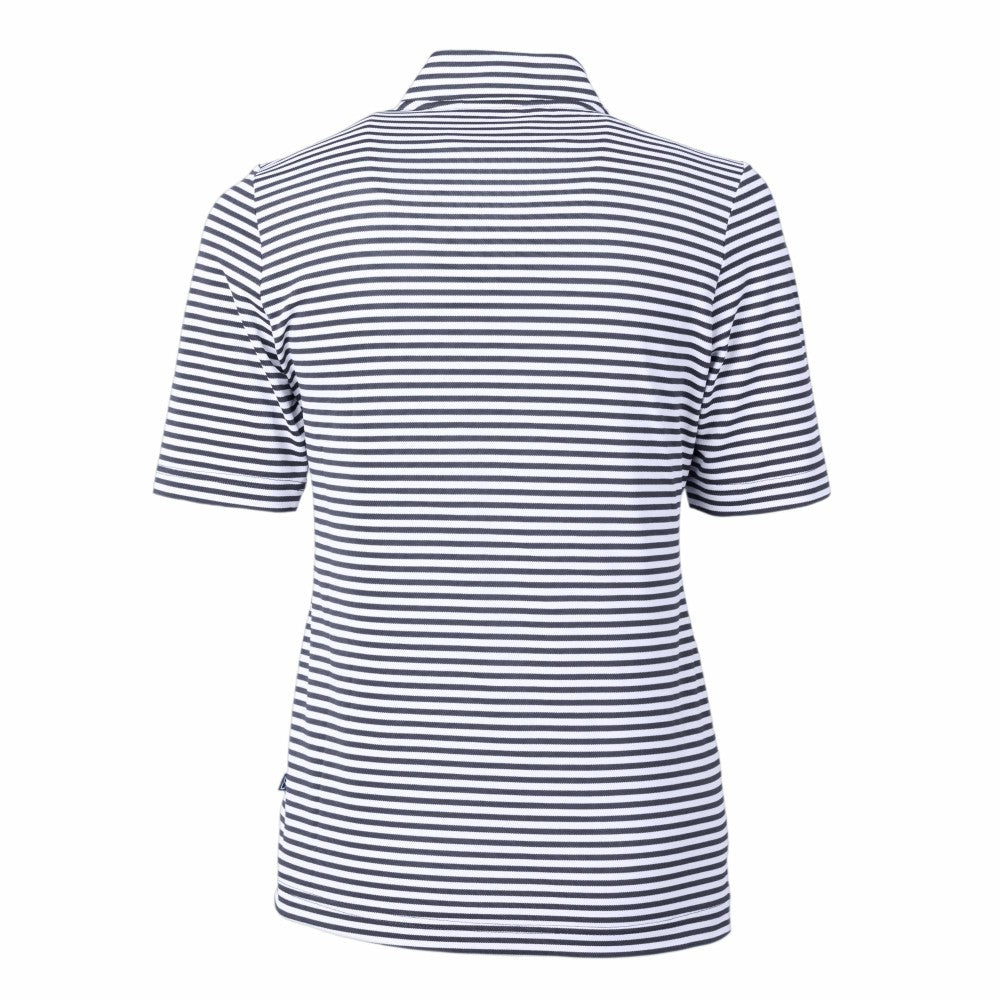 Cleveland Guardians Cutter & Buck Women's Virtue Eco Pique Stripe Top Navy