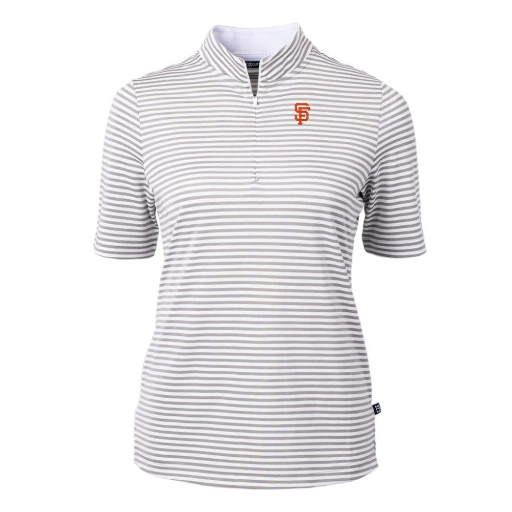 San Francisco Giants Cutter & Buck Women's Virtue Eco Pique Stripe Top Gray