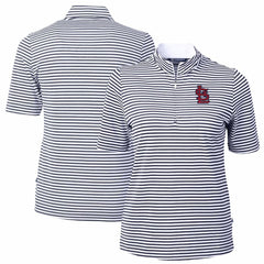 St. Louis Cardinals Cutter & Buck Women's Virtue Eco Pique Stripe Top Navy