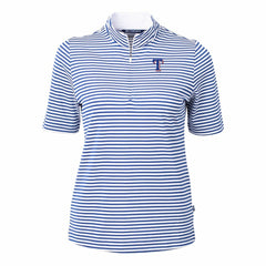 Texas Rangers Cutter & Buck Women's Virtue Eco Pique Stripe Top Blue