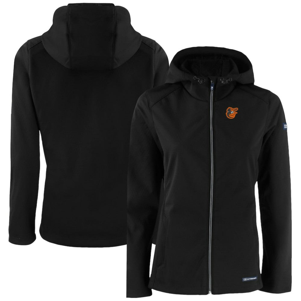 Baltimore Orioles Cutter & Buck Women's Evoke Eco Softshell Recycled Full-Zip Jacket Black
