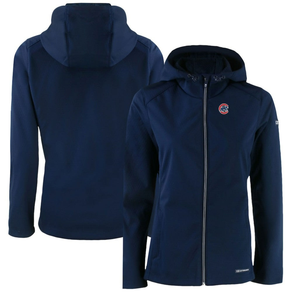 Chicago Cubs Cutter & Buck Women's Evoke Eco Softshell Recycled Full-Zip Jacket Navy