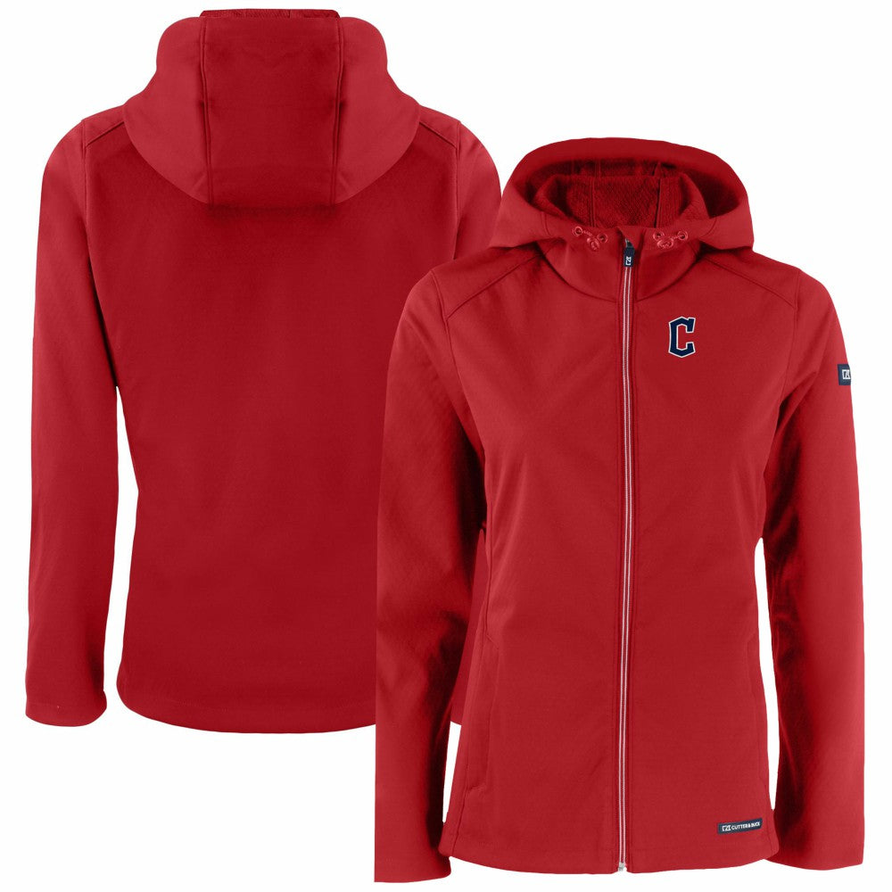 Cleveland Guardians Cutter & Buck Women's Evoke Eco Softshell Recycled Full-Zip Jacket Red